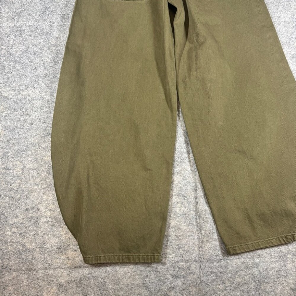 Zara Olive Green Mega Balloon Jeans Size 2 High Rise Barrel Leg Trendy Pants - Picture 14 of 15